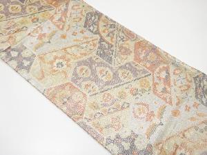 新佐賀錦　毘沙門亀甲に花唐草模様織り出し袋帯